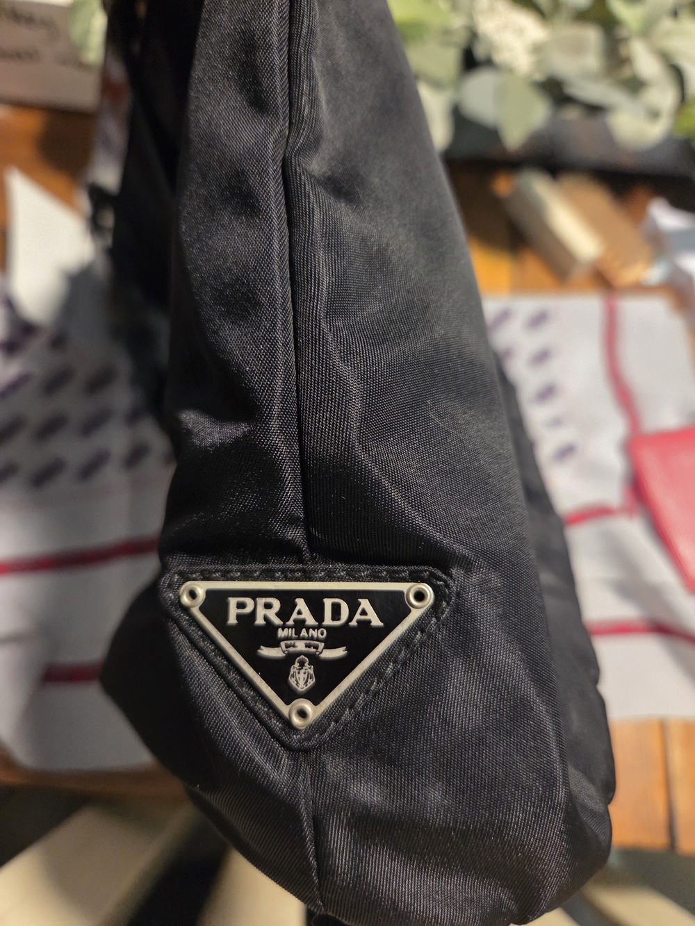 Prada Black Shoulder Bag with Glossy Trim - Picture 3 of 15